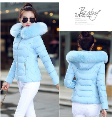 Winter Women Down Cotton Warm Jacket Slim Short Fur Collar Winter Women Down Cotton Warm Jacket Slim Short Fur Collar