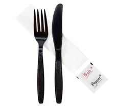 Heavy Duty Meal Kit 5 in 1 (Fork, Knife, Napkin, Salt and Pepper) 250 Pieces