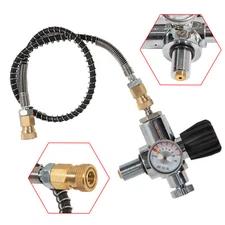 High Pressure PCP Paintball Fill Station Air Tank Valve Regulator + Hose 4500PSI
