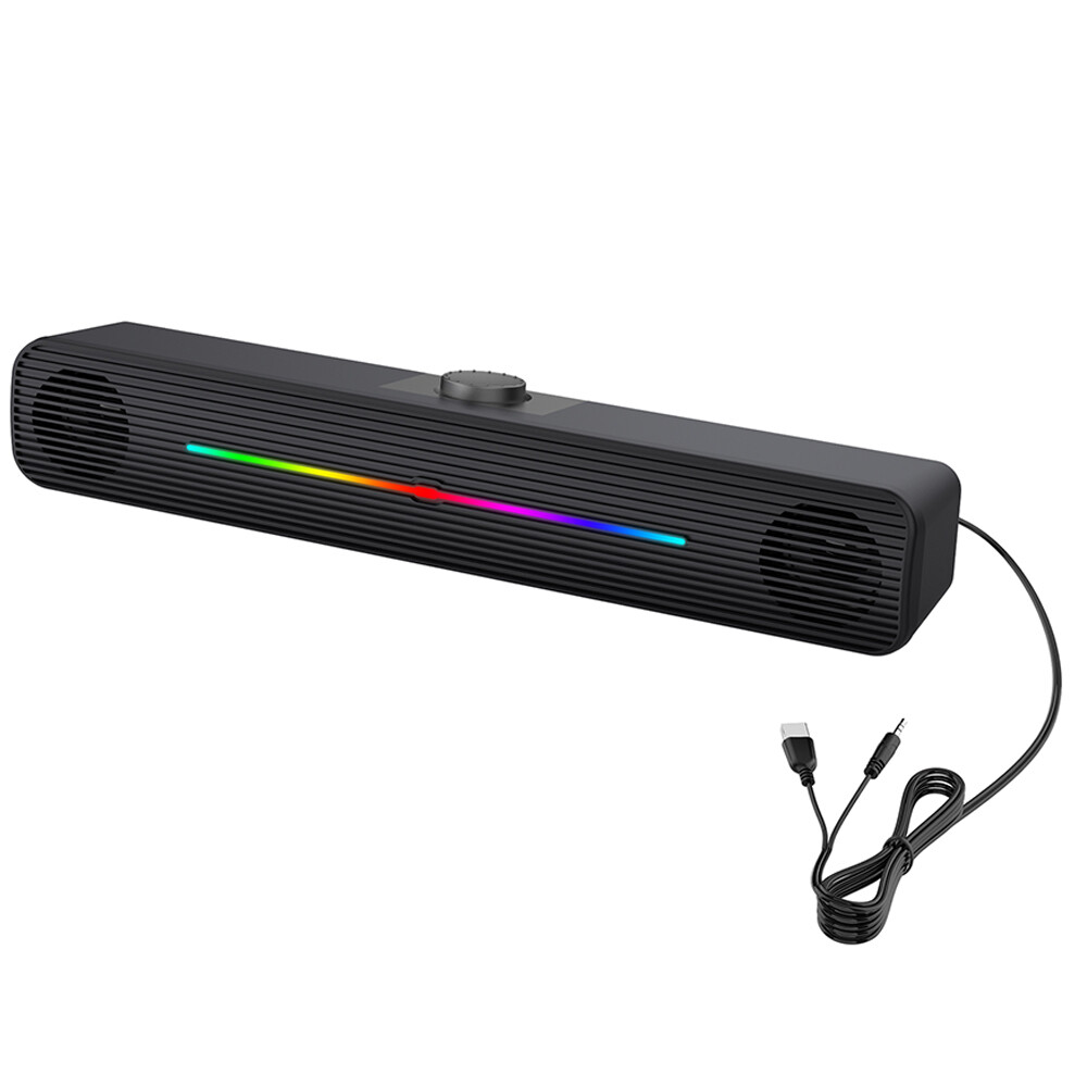 LED USB 3.5mm Wired Sound Bar Computer Stereo Speakers USB For PC