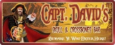Custom Skull & Crossbones Personalized Home Bar Sign Pirate Wall Art Man Cave 