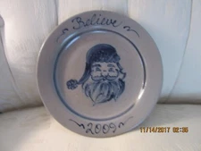 Rowe Pottery believe christmas 2009 plate salt glazed