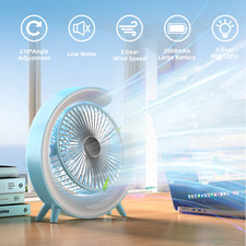 Small RGB USB Fan Cooling Quiet Rechargeable Colorful Lights High Wind Power US