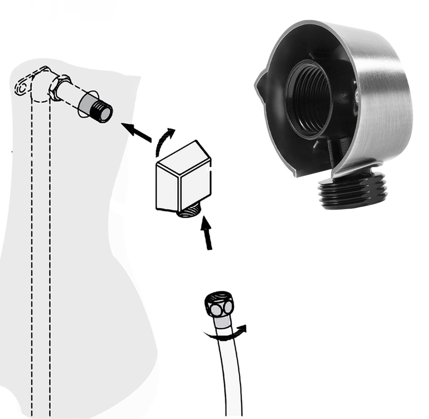 A725BN Round Drop Ell Handheld Shower Wall Connector, Brushed Nickel 0.5 Inch