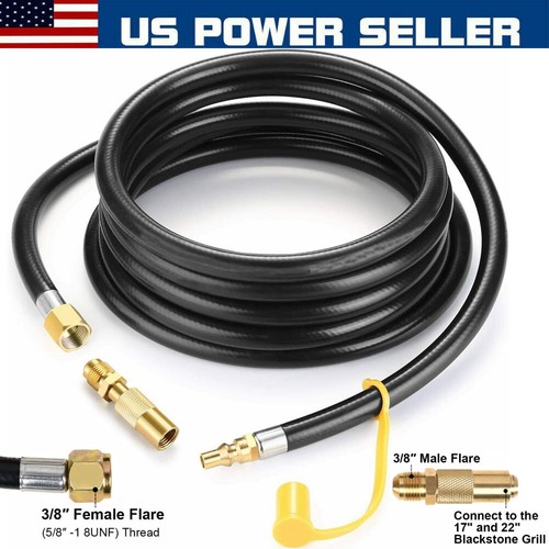 12FT Quick Connect Propane Hose + Adapter Fitting for Blackstone 17"/22" Griddle - Picture 2 of 9
