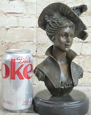 Handcrafted European Bronze Elegant Girl Dress Hat Dec-GRADE Sculpture Art SALE