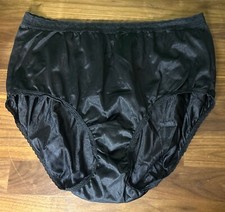 Vtg 70s Panties All Nylon Mushroom Gusset High Waist Second Skin Adonna Black L