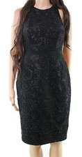 Laundry ~ Black Textured Floral Halter Neck Sheath Party Dress 6 NEW $295