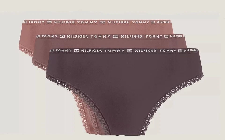 Ropa Interior Mujer Tommy Hilfiger Tanga Paquete de 3 Encaje Nuevo Suave Elastizado XS-XL Foto 2 de 4