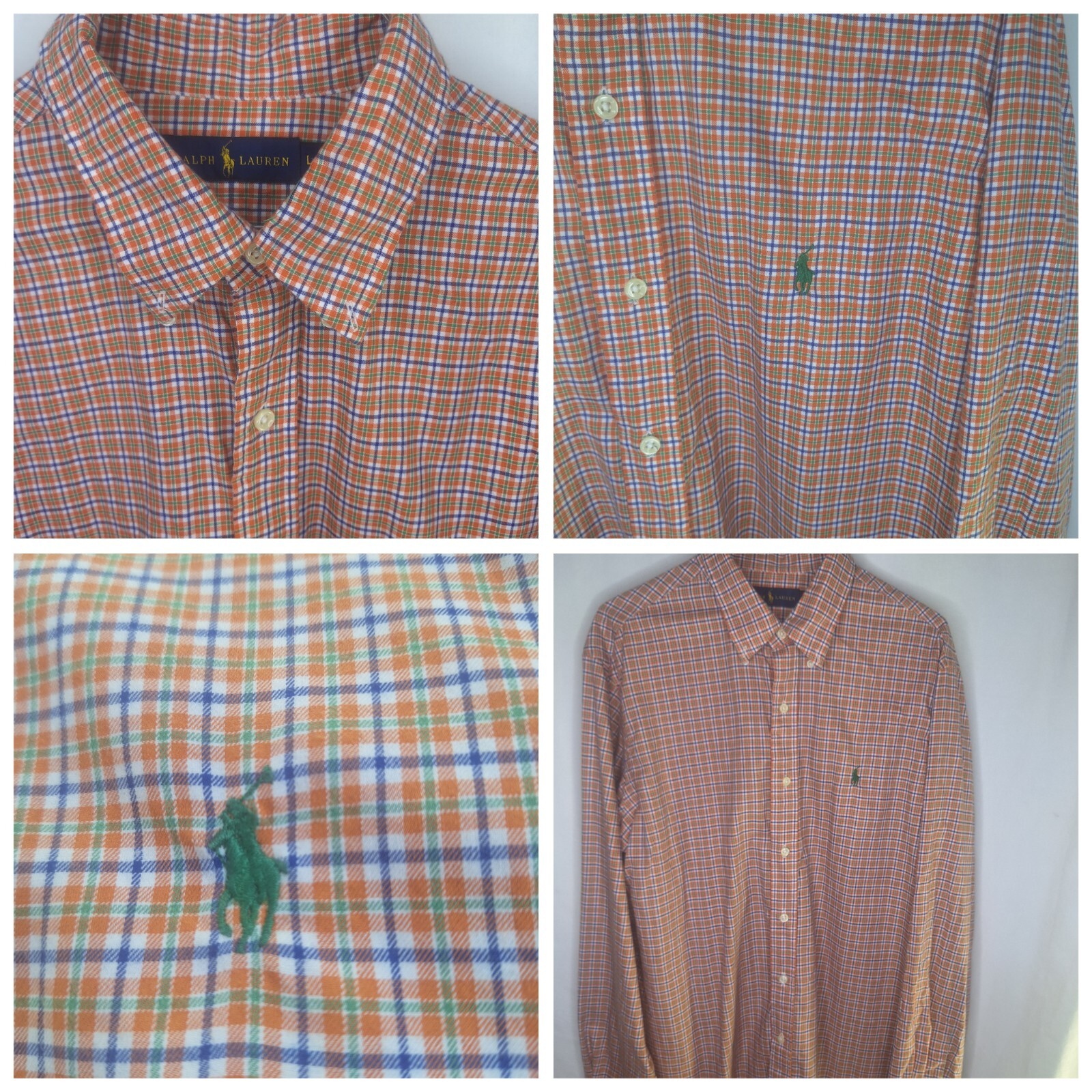Ralph Lauren Orange Plaid Button Up Shirt for Men