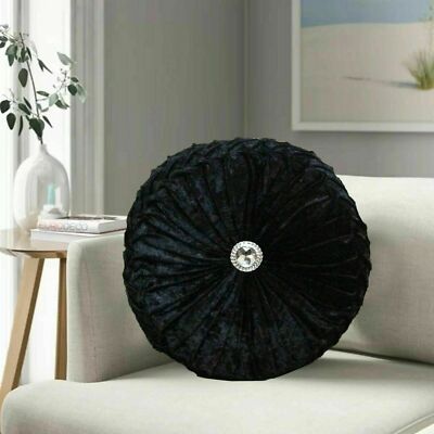 Neu weiches zerkleinertes rundes Samtkissen gefüllt 14'''' x 14'''' mit Diamant genäht 