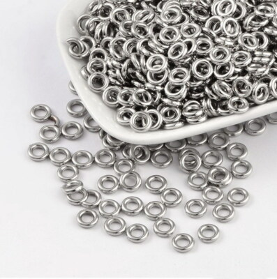 Acrylperlen Perlen Spacer Ring Donut Kunststoffperlen Silber 8x2mm 50 Stück