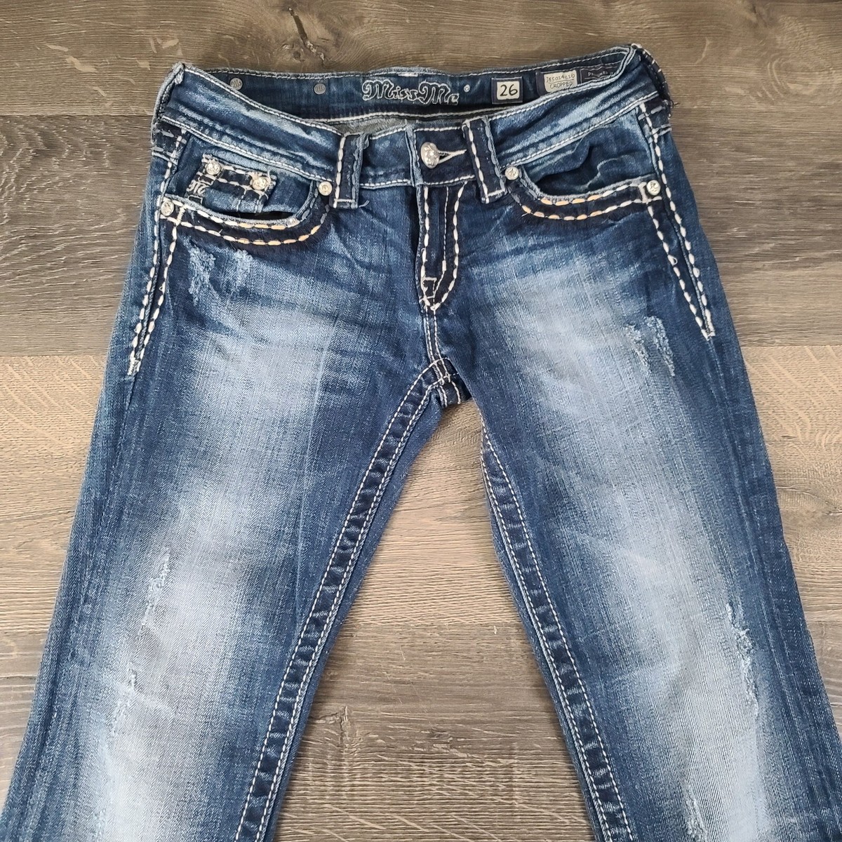 Miss me フレアデニム　平成　ギャル　26 Miss Me Jeans Womens Sz 26 Signature Cropped Embroidered Denim
