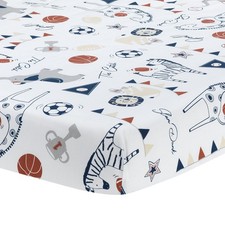 Lambs  Ivy Hall of Fame Animals/Sports 100 Cotton Fitted Baby Crib Sheet