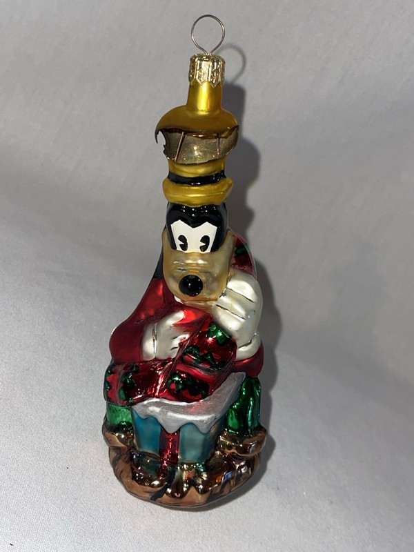 Christopher Radko Goofy & Presents Glass Ornament Vintage Christmas BROKEN HAT!