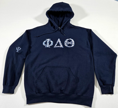 ΦΔΘ Phi Delta Theta Hoodie Sweatshirt Size Medium Navy Fraternity College Greek