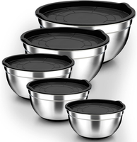 Homikit RüHrschüSsel Set, 5-Teilig SalatschüSsel SchüSsel Set Aus Edelstahl, Mit
