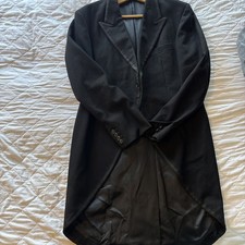 Hackett Classic Black Herringbone Morning Suit Jacket With Braided Piped Edging