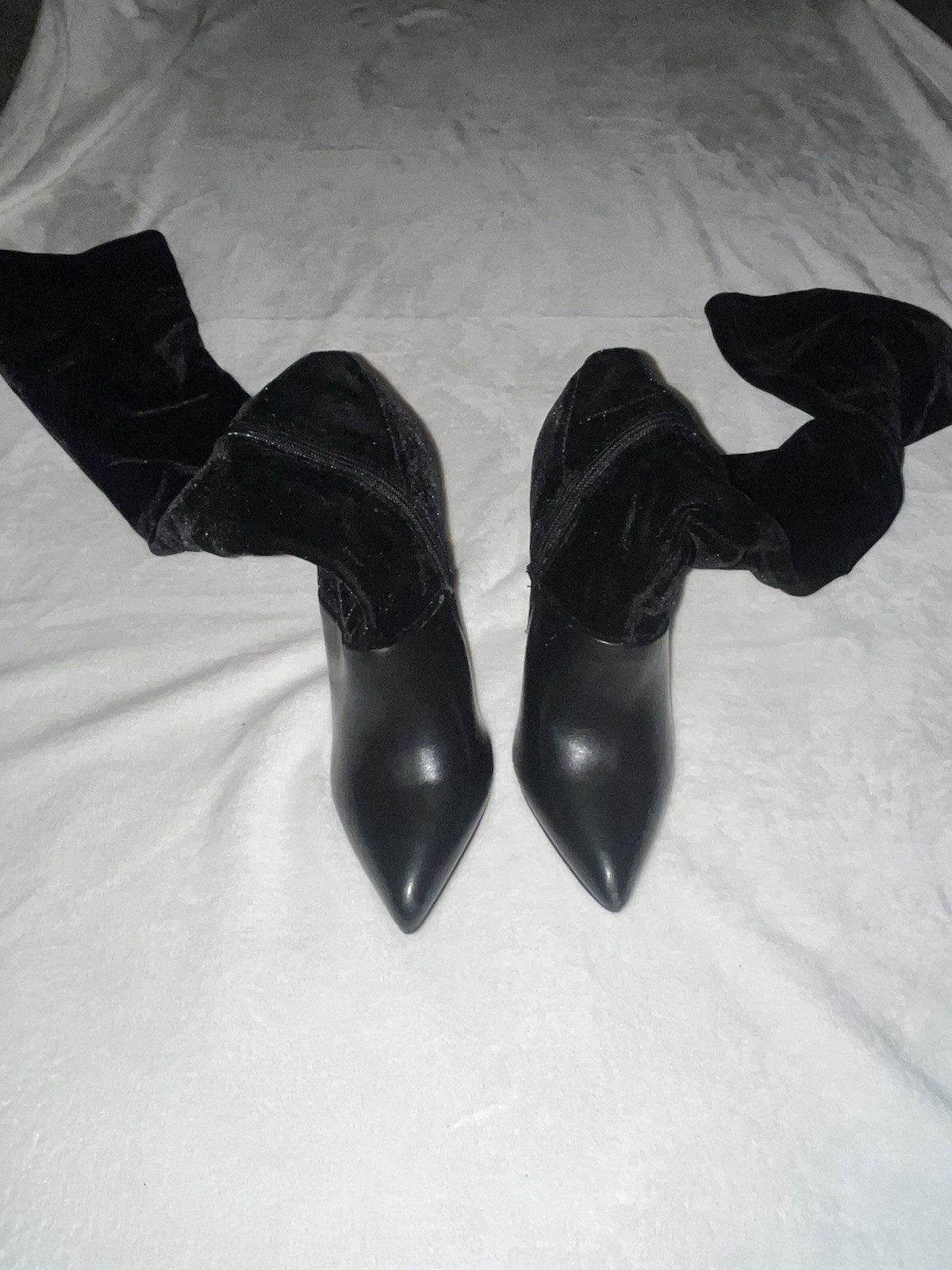 Women’s suede high boots with metal heels black size 8