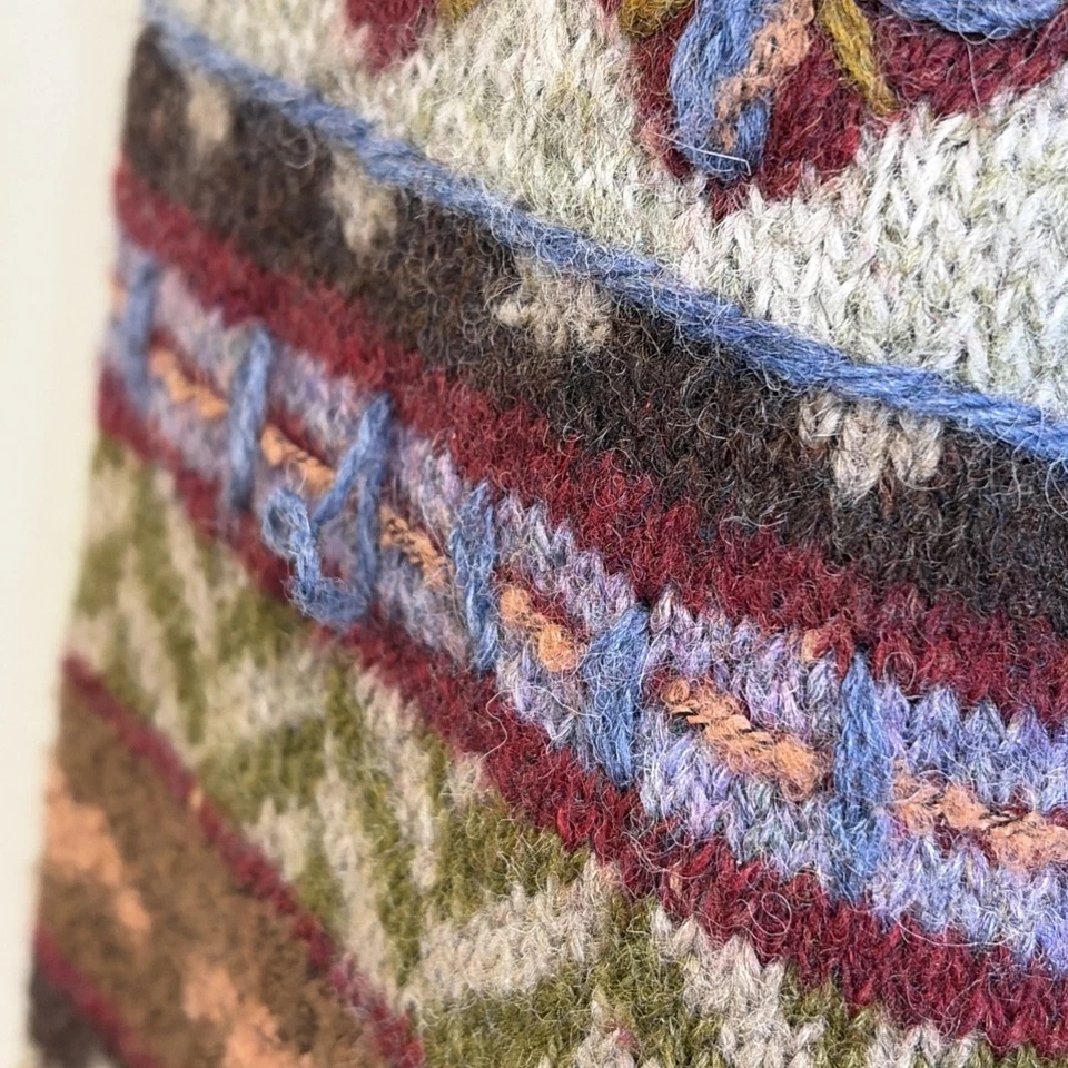 Suéter Woolrich De Colección Talla XL Para Mujer Cottagecore Marrón Rayas Mezcla Lana Boho LEER Foto 3 de 4