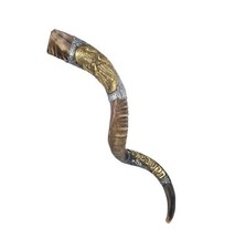 Yemenite Kudu Horn Shofar Coated With Man Blowing shofar 30 - 32 Inch