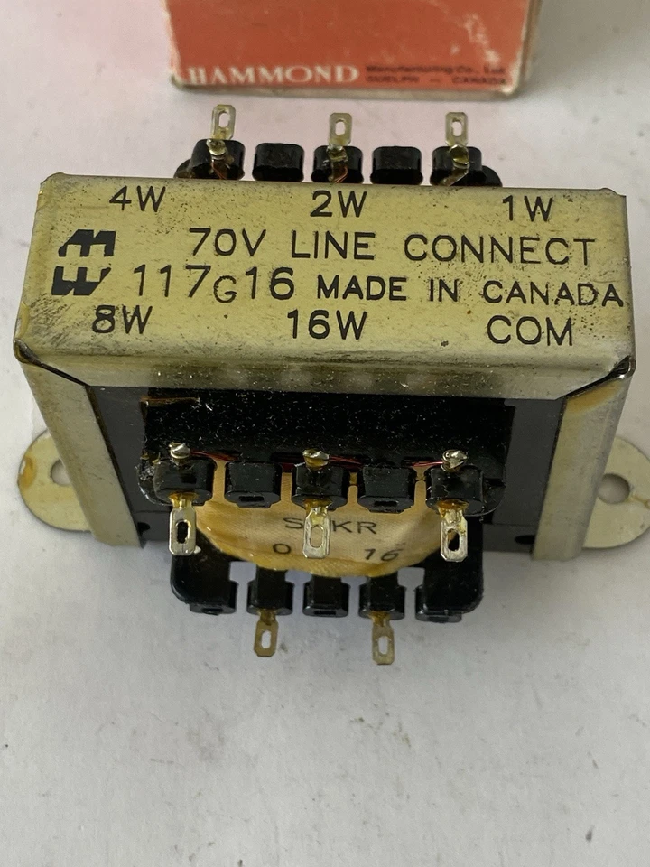 HAMMOND 117G16 AUDIO SOUND DISTRIBUTION LINE MATCHING TRANSFORMER 70V 16W, - Image 2 of 4
