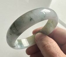 Certified Natural Grade A White Green Burmese Jade jadeite bracelet bangle 59MM