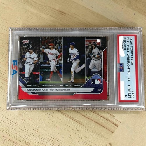 2025 Topps NOW #766 Red Foil /5 PSA 10 Ohtani Judge Raleigh Schwarber SP