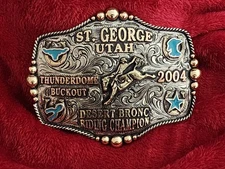 Rodeo☆2004☆X~Treme Bronc Riding Champion Trophy Buckle☆St. George Utah☆Rare☆W92