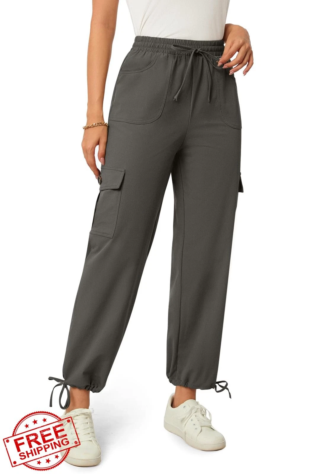 TAOHUADAO Dark Grey Medium Cargo Pants Quick Dry Hiking Travel