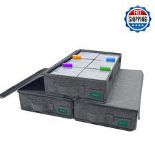 T WaveTree Cassette Tape Storage Box Pack of 3 - Durable Holder for 144 Tapes