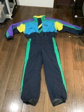 vtg Fila lata 90. Y2K Magic Line Colorblock czarny niebieski fiolet retro 1 szt. kombinezon narciarski L