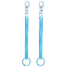 2pcs Retractable Coil Spring Keychain with Lobster Clasp Ring 17.5cm Light Blue
