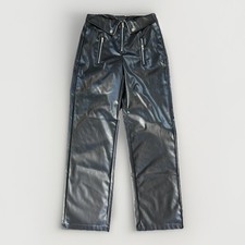 SHEIN Faux Leather Biker Pants Size 2 High Rise Zippers Straight Leg