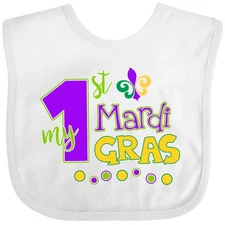 Inktastic My 1st Mardi Gras With Dots Baby Bib Kids Celebration Fun Festival New