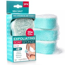 Spongeables Body Wash in a Sponge, Sea Salt, Exfoliating Scrub, 3 Count