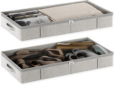 Gray Low Profile under Bed Storage Containers 5 Inches High, 33.8"X 17.7"X 5.1",
