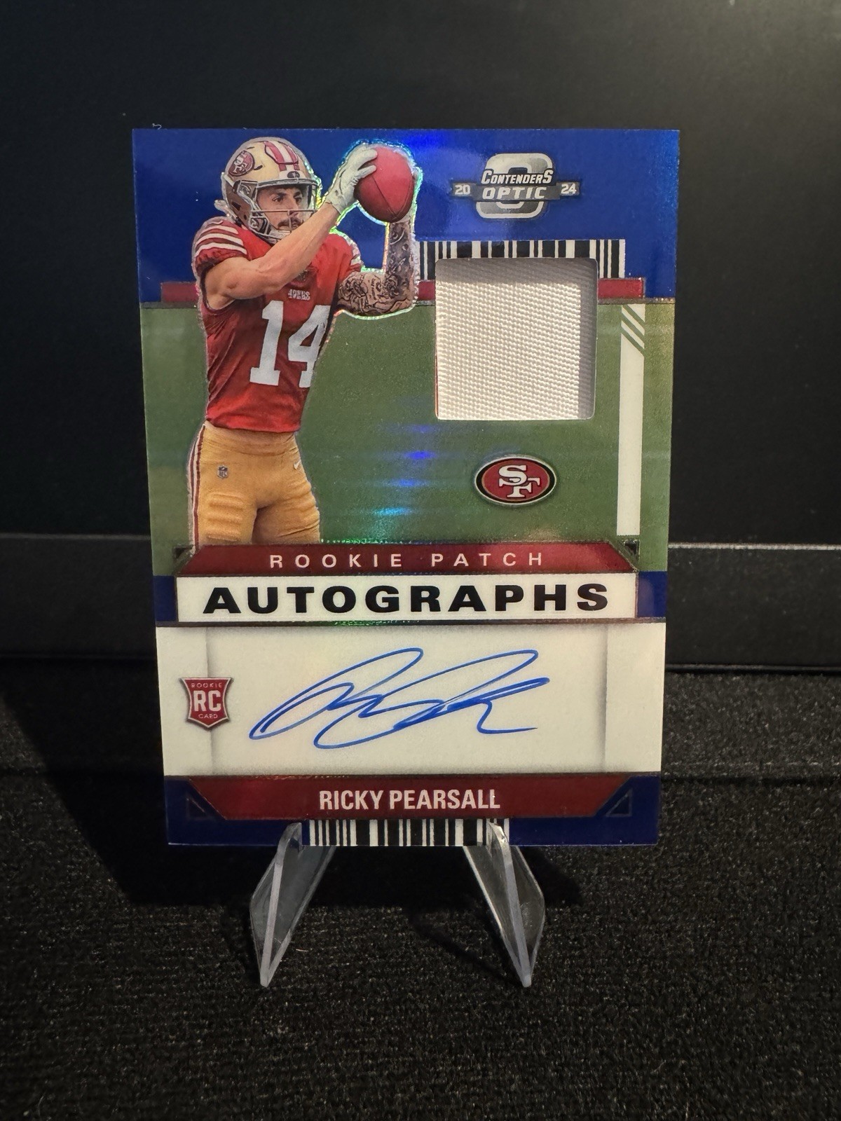 2024 Panini Contenders Optic RPA Ricky Pearsall #RPA-RPL Blue Prizm /50🔥