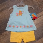 Vintage Winnie The Pooh 12 Month Baby Girl Tank Shorts set Outfit Y2k! New! Rare — photo 1