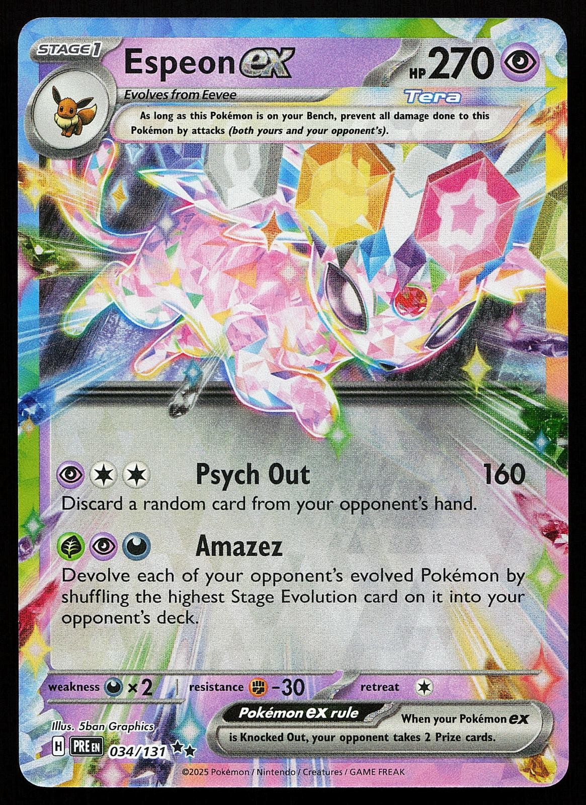 Espeon ex 034/131 Holo Prismatic Evolutions Pokemon Card