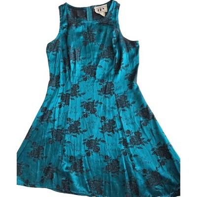 Vintage DBY Womens Floral 90s Grunge Whimsigoth Dress Size 5 Teal Romantic Y2K