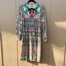 Boho Festival Cottage Western Farm Rio Dress Sz Small
