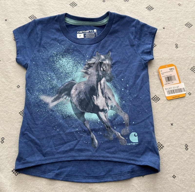 Carhartt Toddler Girls Short Sleeve Running Horse Crewneck T-Shirt Sz 2T