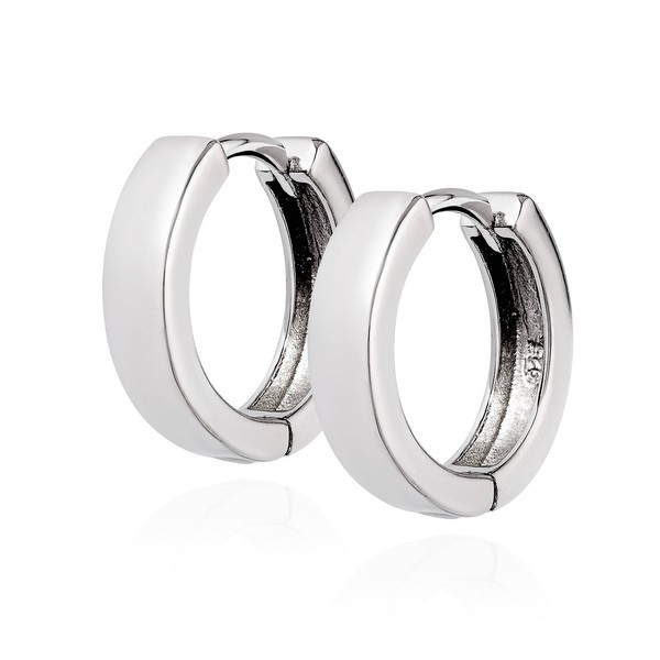 Paar Klappcreolen 925 Silber Rhodiniert Hochglanz 16Mm Creolen Ohrringe Damen-image