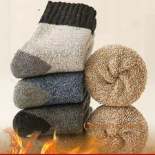 Men Wool Crew Warm Thick Heavy Sport Soft Solid Classic Socks Design Boots 5Pack