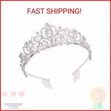 Didder Silver Crystal Tiara Crown Headband Princess Elegant Crown with combs for