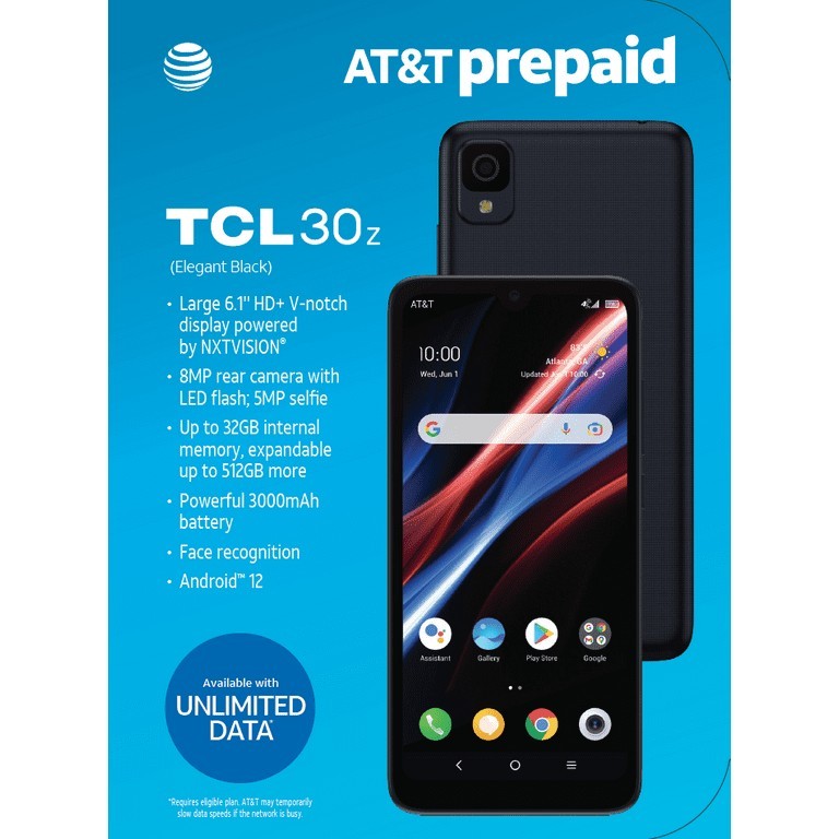 ATT&T TCL 30 Z 30z 4188R Android 6.1" HD 32GB 8MP Prepaid Smart Phone, 🔒 AT&T🆕