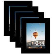 JCJMY 3x4 Picture Frame Set of 4 - Tabletop or Wall Mount Photo Gallery