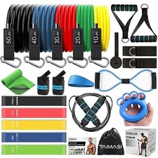 23Pcs Resistance Bands Set Workout Bands, 5 Stackable Exercise Bands with