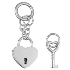 Silver Heart Padlock Bag Charms, Heart Shaped Keychain Heart-Shaped Chain Bag...